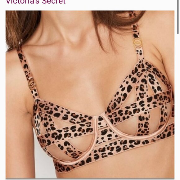Victoria's Secret Other - Victoria Secret Animal Print Sexy Unlined Demi Strappy Open Cutout Bra Sz 34D